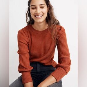 Madewell Rib Pleat-Sleeve Top